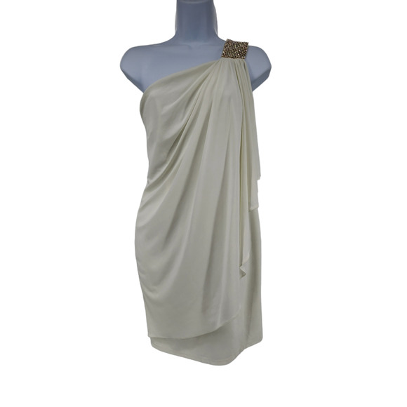 Cache Cream One Shoulder Dress with Gold Detail - Picture 7 of 8